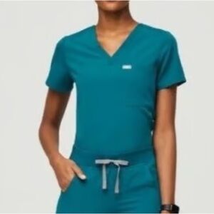 Figs Teal Caterina Scrub Top